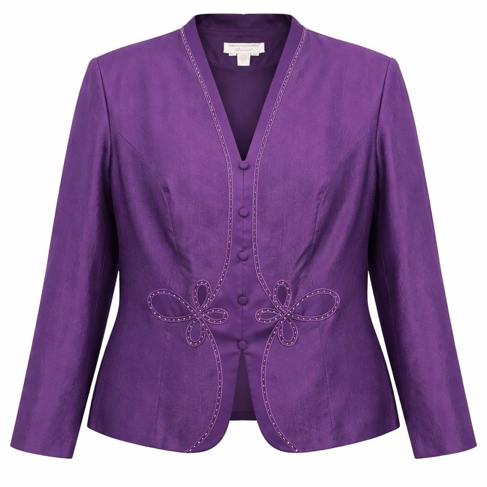 Vintage ADRIANNA PAPELL Silk Jacket Baroque Scroll Sz 22 Purple NWT Dead Stock
